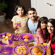 350 Pcs Happy Diwali Party Supplies India Festival of Lights Disposable Tableware Include Paper Plates Cups Napkins Knives Forks and Spoons for Diwali Indian Deepawali Hindu Party Decoration