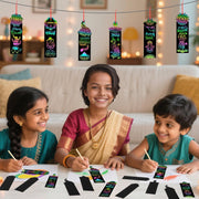 JUNEBRUSHS 30Pcs Diwali Crafts for Kids, Rainbow Magic Scratch Art Paper Bookmarks Diwali Gifts for Kids School Classroom Activities Games Arts and Crafts Happy Diwali Party Favors