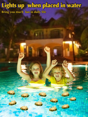 Hortsun 12 Pcs Floating Lotus Lights with Batteries Lily Pads Pool Flowers Diwali Pooja Decorations Floating Candles Decor for Pool Pond Outdoor Indoor(5.91 Inch,White)