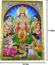 Crafts of India Satyanarayan Poster/Reprint Hindu God Picture with Golden Foil (Unframed : Size 5