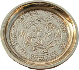 Brass Puja Plate Nakshi Flower Designed Karwachauth Diwali Indian Festival Hindu Rituals Mandir Temple Pooja Plate