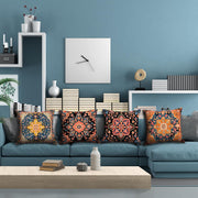 HOSTECCO Aztec Tribal Cushion Covers 45x45 cm Pack of 4 Ethnic Geometric Cushion Cases Western Decorative Pillow Cases for Sofa Bed