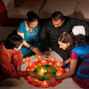 Diwali String Lights Lotus Flower Diya LED Diwali Pooja Item Indian Home Office Mandir Puja Decor 10 Sleeping Lotus Per String Fairy Lights Battery Operated for Indoor Outdoor Diya Party Home Window