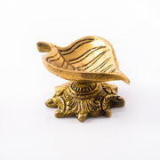 Traditional Brass Leaf Diya for Puja Essential Pooja Article for Aarti Arti Deepak Deepam for Home Temple Décor Accessory Gifts (Leaf Diya)