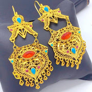 Women's Trend Gold Plated Indian Jhumka Earrings Geometric Dangle Banquet Fashion Jewelry Accessories Stylish Outfits Engagement Earrings
