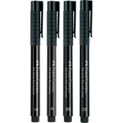Faber-Castell Art & Graphic Pitt Artist Pen India Ink Pen, Black, Wallet Of 4, For Art, Craft, Drawing, Sketching, Home, School, University, Colouring