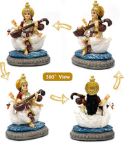 Indian Gifts Item Saraswati Statue - 5.5”H Saraswati Puja Diwali Gifts Pooja Vasant Panchami Home Office Temple Mandir Altar Yoga Studio Meditation Room Decor India Wedding Housewarming