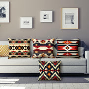 HOSTECCO Aztec Tribal Cushion Covers 45x45 cm Pack of 4 Ethnic Geometric Cushion Cases Western Decorative Pillow Cases for Sofa Bed