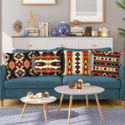 HOSTECCO Aztec Tribal Cushion Covers 45x45 cm Pack of 4 Ethnic Geometric Cushion Cases Western Decorative Pillow Cases for Sofa Bed