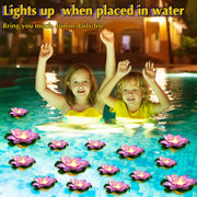 Liliful 24 Pcs Diwali Lotus Decoration Pool Floating Lights, Artificial Flowers Lotus with LED,Lily Pads Water Lantern for Indian Puja Home Decoration(3.94 Inch, 5.91 Inch,White)