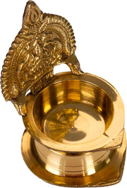 Traditional Brass Panch Aarti Diya for Puja Essential Pooja Article for Aarti Arti Deepak Deepam for Home Temple Décor Accessory Gifts (Panch Aarti Diya)