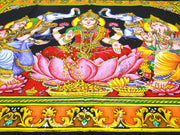 Crafts of India Lakshmi Ganesha Saraswati Batik Cotton Wall Hanging Sequins Tapestry : Size 43