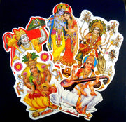 India Crafts Wholesale lot of 10 Small Hindu Gods stickers (Size - 9