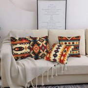 HOSTECCO Aztec Tribal Cushion Covers 45x45 cm Pack of 4 Ethnic Geometric Cushion Cases Western Decorative Pillow Cases for Sofa Bed