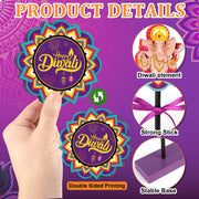 3 Pcs Happy Diwali Table Decorations Indian Festival of Lights Wooden Signs for Hindu Deepavali Party Decor (Diwali)