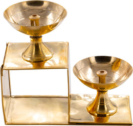 Traditional Brass Panch Aarti Diya for Puja Essential Pooja Article for Aarti Arti Deepak Deepam for Home Temple Décor Accessory Gifts (Panch Aarti Diya)