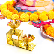 Traditional Brass Panch Aarti Diya for Puja Essential Pooja Article for Aarti Arti Deepak Deepam for Home Temple Décor Accessory Gifts (Panch Aarti Diya)