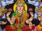 Crafts of India Lakshmi Ganesha Saraswati Batik Cotton Wall Hanging Sequins Tapestry : Size 43