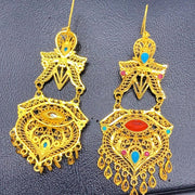 Women's Trend Gold Plated Indian Jhumka Earrings Geometric Dangle Banquet Fashion Jewelry Accessories Stylish Outfits Engagement Earrings