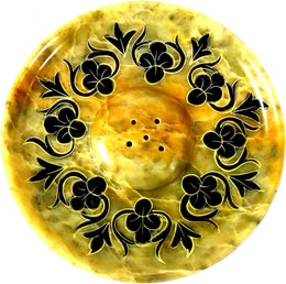 Crafts of India Soapstone Floral handcarved Incense Holder for Yoga Meditation Hold 5 Incense Sticks