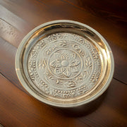 Brass Puja Plate Nakshi Flower Designed Karwachauth Diwali Indian Festival Hindu Rituals Mandir Temple Pooja Plate