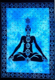 AVA Collections Tapestry Multicoloured Wall Hanging Psychedelic Tapestries Indian Cotton Poster Picnic Sheet Wall Decor Blanket Wall Art Hippie Bedroom Décor (Purple, Meditation Yoga)