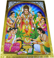 Crafts of India Satyanarayan Poster/Reprint Hindu God Picture with Golden Foil (Unframed : Size 5