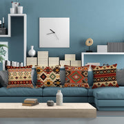 HOSTECCO Aztec Tribal Cushion Covers 45x45 cm Pack of 4 Ethnic Geometric Cushion Cases Western Decorative Pillow Cases for Sofa Bed