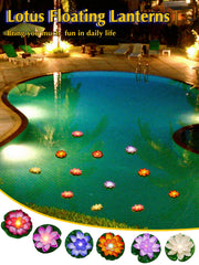 Hortsun 12 Pcs Floating Lotus Lights with Batteries Lily Pads Pool Flowers Diwali Pooja Decorations Floating Candles Decor for Pool Pond Outdoor Indoor(5.91 Inch,White)