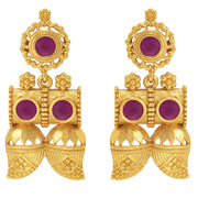 Aheli Wedding Wear Gold Tone Goddess Engraved on Coin Long Necklace Set South Indian Traditional Bollywood Fashion Jewelry Set for Women