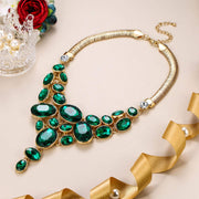 Ever Faith Sparkly Rhinestone Crystal Vintage Style Art Deco Chunky Bib Statement Teardrop Necklace