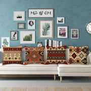 HOSTECCO Aztec Tribal Cushion Covers 45x45 cm Pack of 4 Ethnic Geometric Cushion Cases Western Decorative Pillow Cases for Sofa Bed