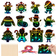 JULMELON 36 PCS Diwali Crafts, Rainbow Scratch Art DIY Scratch Paper Cards Magic Color Diwali Gifts Arts and Craft Kits Bulk Happy Diwali Party Favors School Activities Games