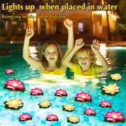 Liliful 24 Pcs Diwali Lotus Decoration Pool Floating Lights, Artificial Flowers Lotus with LED,Lily Pads Water Lantern for Indian Puja Home Decoration(3.94 Inch, 5.91 Inch,White)