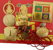 Crafts of India Shri Maha Lakshmi Chalisa and Shri Sampoorna Mahalakshmi Yantra for Wealth and Prosperity