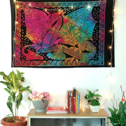 AVA Collections Tapestry Multicoloured Wall Hanging Psychedelic Tapestries Indian Cotton Poster Picnic Sheet Wall Decor Blanket Wall Art Hippie Bedroom Décor (Purple, Meditation Yoga)