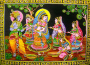 Crafts of India Lord Krishna playing Holi with Gopis Batik Painting Wall Tapestry : 30