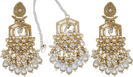 Versatile Handmade Kundan Jewelry Set, Gold Plated, Meenakari, Pearl Drops, Indian Jewelry, Party Wear, Traditional, Festive, Indian Ethnic Jewelry, Bridal, Wedding, Pooja, Earrings, Maang Tikka 244