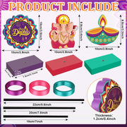 3 Pcs Happy Diwali Table Decorations Indian Festival of Lights Wooden Signs for Hindu Deepavali Party Decor (Diwali)