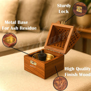SIGNAMIO® Wooden Sambrani Dhoop Stand Incense Holder: Perfect Pooja Room Stand Decoration Item, Dhup Dani & Doopam Holder, Essential Puja Item for Home Mandir and Pooja Thali Set Rituals-DN-1