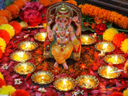 Golden Metal Diya for Diwali – Reusable Deya Oil Lamps for Indians Home Temple Mandir Altar Pooja Decoration Wedding Housewarming Puja Item Hindu Urli Bowl Diyas for Indian Festivals Gifts (12 Pcs)