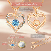 CDE Necklaces for Women Birthstone Pendant, Sterling Silver Love Heart Rose Gold Jewellery Gifts for Mum Her Wife Girlfriend Anniversary Birthday Mothers Day