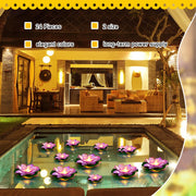 Liliful 24 Pcs Diwali Lotus Decoration Pool Floating Lights, Artificial Flowers Lotus with LED,Lily Pads Water Lantern for Indian Puja Home Decoration(3.94 Inch, 5.91 Inch,White)