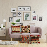 HOSTECCO Aztec Tribal Cushion Covers 45x45 cm Pack of 4 Ethnic Geometric Cushion Cases Western Decorative Pillow Cases for Sofa Bed