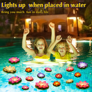 Liliful 24 Pcs Diwali Lotus Decoration Pool Floating Lights, Artificial Flowers Lotus with LED,Lily Pads Water Lantern for Indian Puja Home Decoration(3.94 Inch, 5.91 Inch,White)