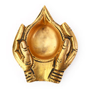 Traditional Brass Leaf Diya for Puja Essential Pooja Article for Aarti Arti Deepak Deepam for Home Temple Décor Accessory Gifts (Leaf Diya)