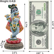 alikiki Hindu Krishna Idol Statue - 5.7”H Indian God Lord Krishna on Lotus Playing Flute India Murti Item Home Office Temple Mandir Shrine Altar Pooja Decor Diwali Puja Gifts for Indian Friends