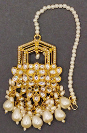 Versatile Handmade Kundan Jewelry Set, Gold Plated, Meenakari, Pearl Drops, Indian Jewelry, Party Wear, Traditional, Festive, Indian Ethnic Jewelry, Bridal, Wedding, Pooja, Earrings, Maang Tikka 244