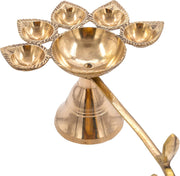 Traditional Brass Panch Aarti Diya for Puja Essential Pooja Article for Aarti Arti Deepak Deepam for Home Temple Décor Accessory Gifts (Panch Aarti Diya)