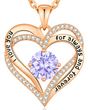 CDE Necklaces for Women Birthstone Pendant, Sterling Silver Love Heart Rose Gold Jewellery Gifts for Mum Her Wife Girlfriend Anniversary Birthday Mothers Day